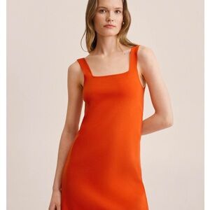 Elegant Orange Sleeveless Dress